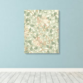 William Morris Honeysuckle Green Floral Canvas Afdruk (Insitu (Houten vloer))