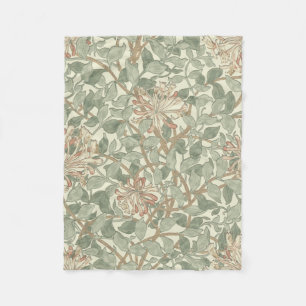 William Morris Honeysuckle Green Floral Fleece Deken