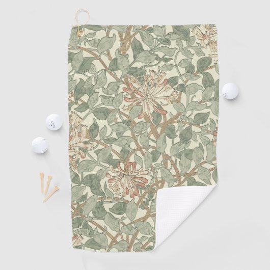 William Morris Honeysuckle Green Floral Golfhanddoek (Insitu)