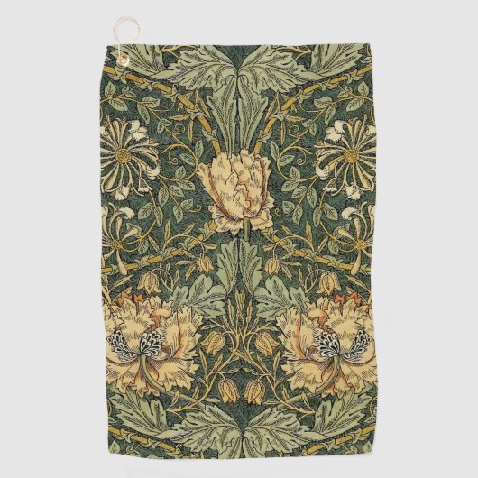 William Morris Honeysuckle Green Floral Golfhanddoek (Voorkant)