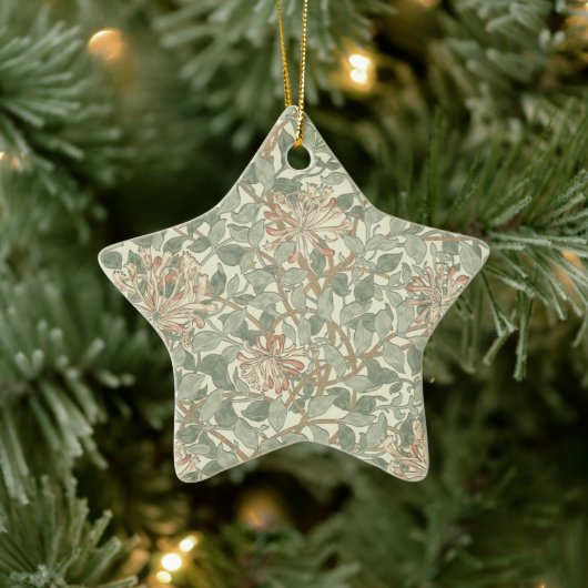 William Morris Honeysuckle Green Floral Keramisch Ornament (Boom)