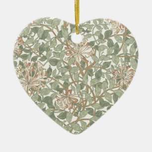 William Morris Honeysuckle Green Floral Keramisch Ornament