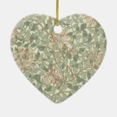 William Morris Honeysuckle Green Floral Keramisch Ornament (Achterkant)