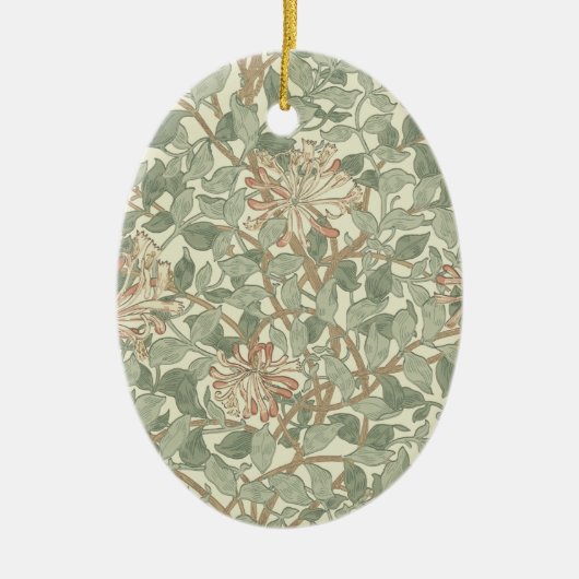 William Morris Honeysuckle Green Floral Keramisch Ornament (Voorkant)