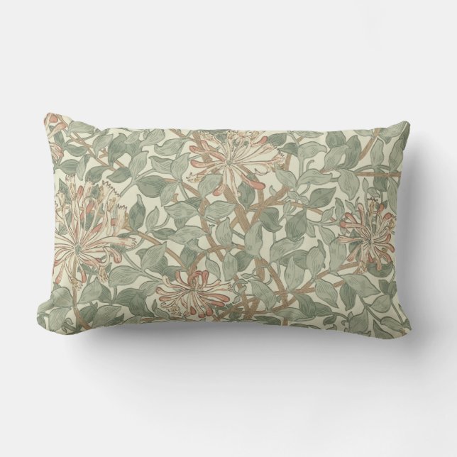 William Morris Honeysuckle Green Floral Kussen (Voorkant)