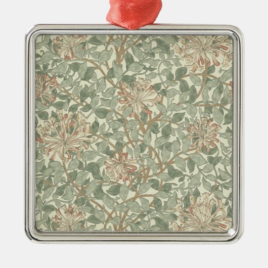William Morris Honeysuckle Green Floral Metalen Ornament (Voorkant)
