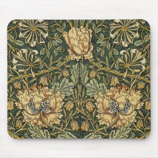 William Morris Honeysuckle Green Floral Muismat (Voorkant)