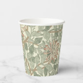 William Morris Honeysuckle Green Floral Papieren Bekers (Achterkant)