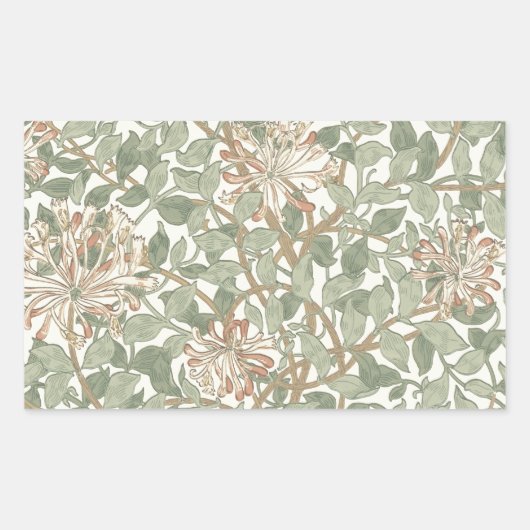 William Morris Honeysuckle Green Floral Rechthoekige Sticker (Voorkant)