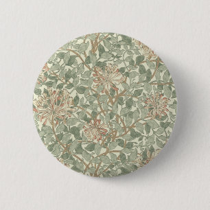 William Morris Honeysuckle Green Floral Ronde Button 5,7 Cm