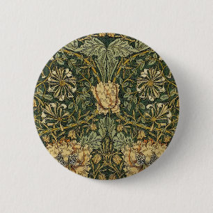 William Morris Honeysuckle Green Floral Ronde Button 5,7 Cm
