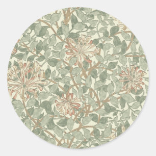 William Morris Honeysuckle Green Floral Ronde Sticker