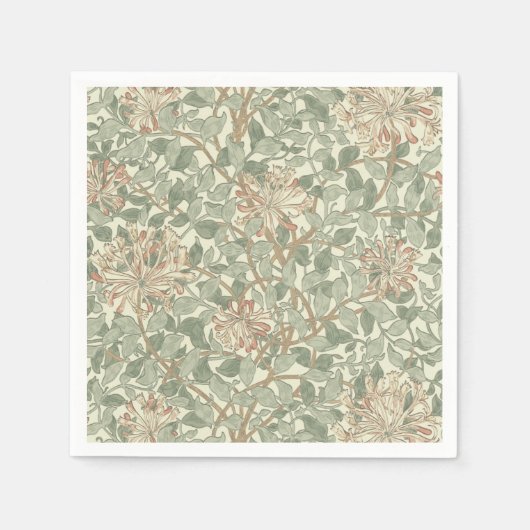 William Morris Honeysuckle Green Floral Servet (Voorkant)