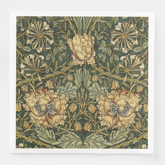 William Morris Honeysuckle Green Floral Servet (Voorkant)