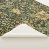 William Morris Honeysuckle Green Floral Sherpa Deken (3/4)