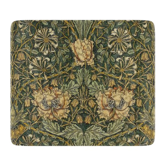 William Morris Honeysuckle Green Floral Snijplank (Voorkant)