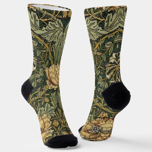 William Morris Honeysuckle Green Floral Sokken (Gebogen)
