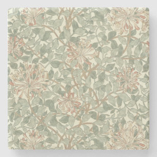 William Morris Honeysuckle Green Floral Stenen Onderzetter