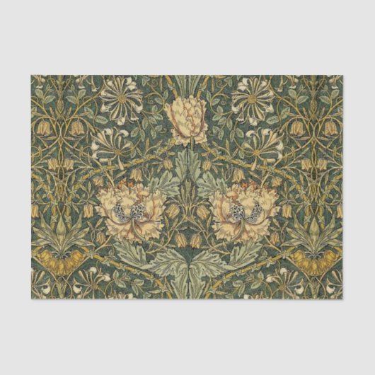 William Morris Honeysuckle Green Floral Tissuepapier (Voorkant)
