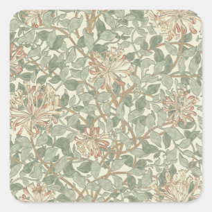 William Morris Honeysuckle Green Floral Vierkante Sticker