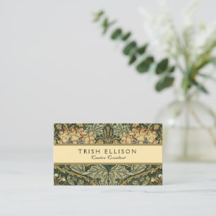 William Morris Honeysuckle Green Floral Visitekaartje