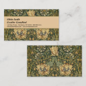 William Morris Honeysuckle Green Floral Visitekaartje (Voorkant / Achterkant)