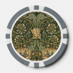 William Morris Honeysuckle Green Yellow Poker Chips