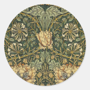 William Morris Honeysuckle Green Yellow Ronde Sticker