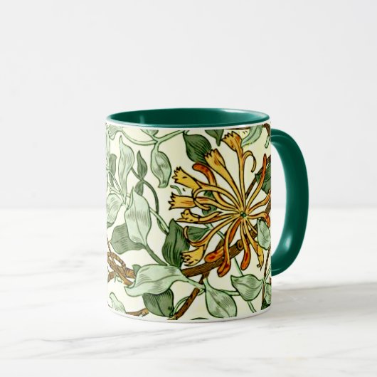 William Morris - Honeysuckle in Green en Gold Mok (Voorkant rechts)