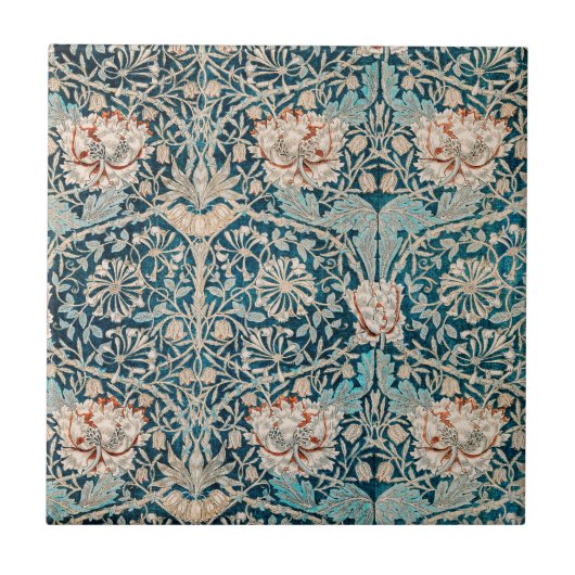 WILLIAM MORRIS " HONEYSUCKLE " - KERAMISCHE TITEL TEGELTJE (Voorkant)