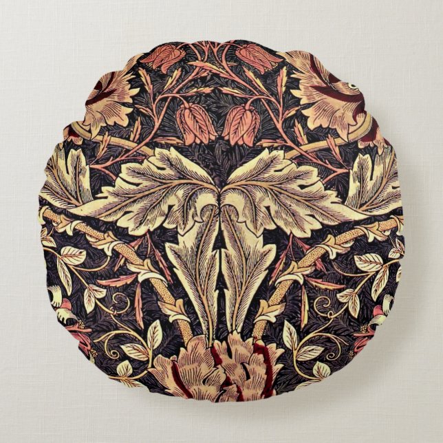 William Morris, Honeysuckle patroon, Rond Kussen (Voorkant)