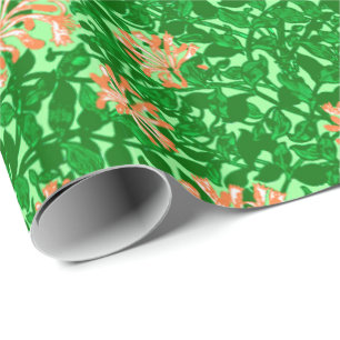 William Morris Honeysuckle, Peach en Green Cadeaupapier