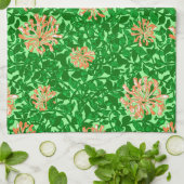 William Morris Honeysuckle, Peach en Green Theedoek (Gevouwen)