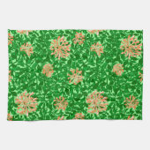William Morris Honeysuckle, Peach en Green Theedoek (Horizontaal)