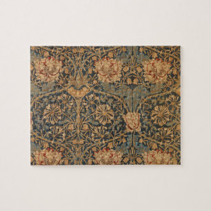 William Morris Honeysuckle Rich Red Dark Blue Legpuzzel