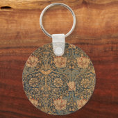 William Morris Honeysuckle Rich Red Dark Blue Sleutelhanger (Voorkant)