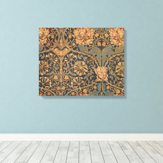 William Morris Honeysuckle Rich Wallpaper Canvas Afdruk (Insitu (Houten vloer))