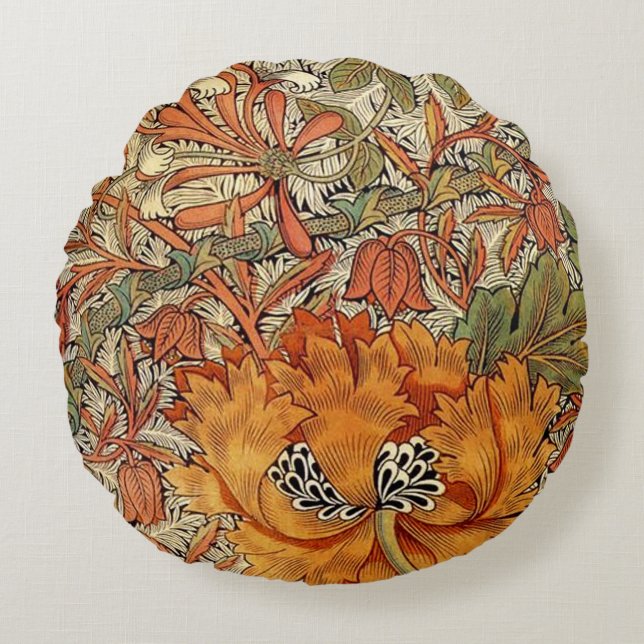 William Morris Honeysuckle Rond Kussen (Voorkant)