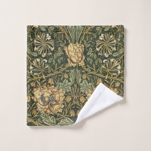 William Morris Honeysuckle Vert Floral (Gant de toilette)