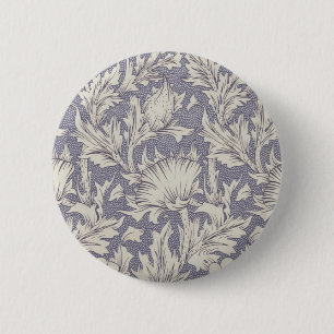 William Morris Horn Poppy Behangdruk: Vintage Ronde Button 5,7 Cm