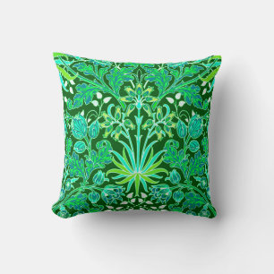 William Morris Hyacint Print, Smaragdgroen Kussen