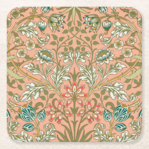 William Morris Hyacinth Flower Roos Art Vierkante Kartonnen Onderzetter
