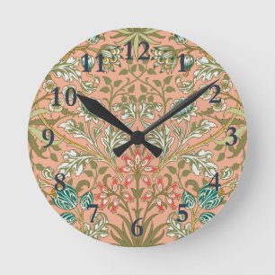 William Morris Hyacinth Patroon Stof Roze Ronde Klok
