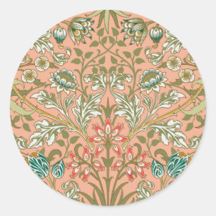 William Morris Hyacinth Patroon Stof Roze Ronde Sticker