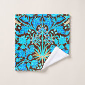 William Morris Hyacinth Print, Aqua en Brown Bad Handdoek (Wasdoekje)