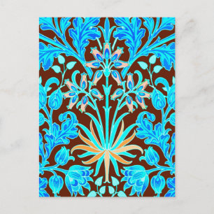 William Morris Hyacinth Print, Aqua en Brown Briefkaart