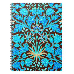 William Morris Hyacinth Print, Aqua en Brown Notitieboek