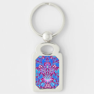 William Morris Hyacinth Print, Aqua en Paars Sleutelhanger