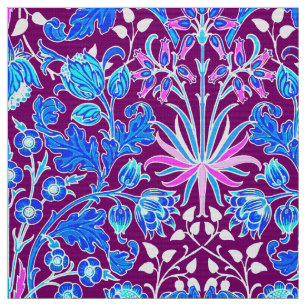 William Morris Hyacinth Print, Aqua en Paars Stof