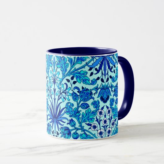 William Morris Hyacinth Print, Aqua en Turquoise Mok (Voorkant rechts)